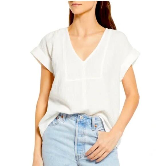 Madewell white cotton crinkle lightweight Lightspun Westing Shirt - Picture 1 of 6